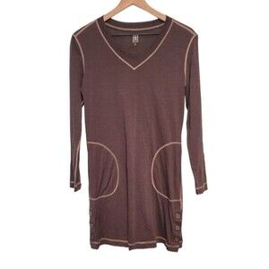 Title Nine Brown 100% Merino Wool Athletic Long Sleeve Dress Size Small